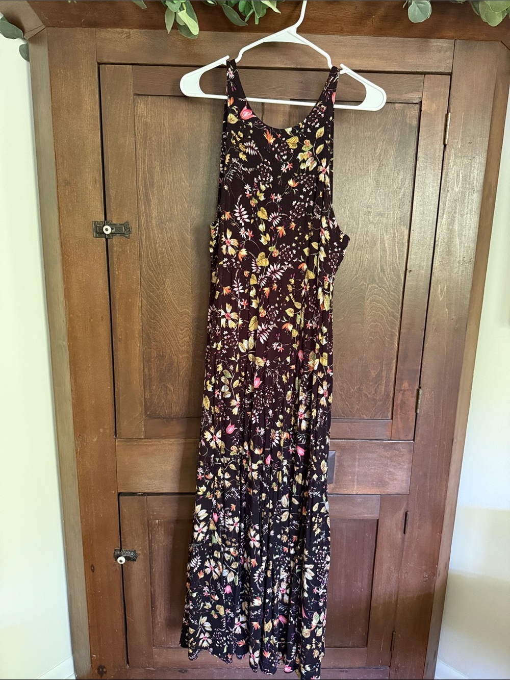 Halle Printed Halter Maxi Dress - Black Floral Stems